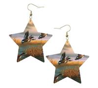 Boucles d'oreilles élégantes en cuir motif canards sauvages chasseurs - Accessoires tendance et uniques pour un usage quotidien, taille unique