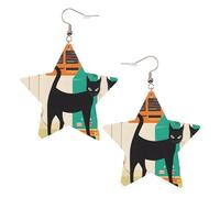 Boucles d'oreilles élégantes en cuir motif chat art moderne milieu du siècle - Accessoires tendance et uniques pour un usage quotidien, taille unique