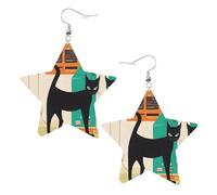 Boucles d'oreilles élégantes en cuir motif chat art moderne milieu du siècle - Accessoires tendance et uniques pour un usage quotidien, taille unique