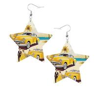 Boucles d'oreilles élégantes en cuir motif étoile de l'île de Cuba - Accessoires tendance et uniques pour un usage quotidien, taille unique