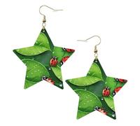 Boucles d'oreilles élégantes en cuir motif feuilles et coccinelles - Accessoires tendance et uniques pour un usage quotidien, taille unique