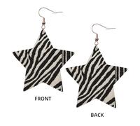 Boucles d'oreilles élégantes en cuir motif zèbre et étoile - Accessoires tendance et uniques pour un usage quotidien, taille unique