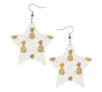 Boucles d'oreilles élégantes en forme d'ananas à paillettes dorées en cuir - Accessoires tendance et uniques pour un usage quotidien, taille unique
