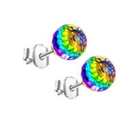 Boucles d'oreilles élégantes en forme de boules de cristal arc-en-ciel en oxyde de zirconium pour femme tendance unique bijoux élégants accessoires d'oreille, Multicolour, Comme décrit, Comme décrit.