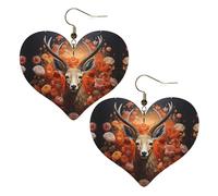 Boucles d'oreilles élégantes en forme de cœur avec imprimé antilope et fleurs, accessoires pour femme, parfaits pour les fêtes et la Saint-Valentin.