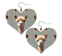 Boucles d'oreilles élégantes en forme de cœur avec imprimé avatar alpaga, accessoires pour femme, parfaits pour les fêtes et la Saint-Valentin.