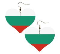 Boucles d'oreilles élégantes en forme de cœur avec imprimé drapeau bulgare, accessoires pour femme, parfaits pour les fêtes et la Saint-Valentin.