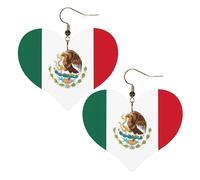 Boucles d'oreilles élégantes en forme de cœur avec imprimé drapeau du Mexique - Accessoire pour femme - Parfait pour les fêtes et la Saint-Valentin.