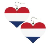 Boucles d'oreilles élégantes en forme de cœur avec imprimé drapeau néerlandais, accessoires pour femme, parfaits pour les fêtes et la Saint-Valentin.