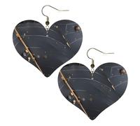 Boucles d'oreilles élégantes en forme de cœur avec imprimé feuilles de plantes enchantées, accessoires pour femmes, parfaites pour les fêtes et la Saint-Valentin.