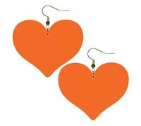 Boucles d'oreilles élégantes en forme de cœur avec imprimé orange capucine - Accessoire pour femme - Parfait pour les fêtes et la Saint-Valentin.
