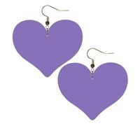 Boucles d'oreilles élégantes en forme de cœur avec imprimés violets riches et légers, accessoires parfaits pour les fêtes et la Saint-Valentin.