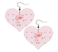 Boucles d'oreilles élégantes en forme de cœur avec motif cochon volant, accessoires pour femmes, parfaits pour les fêtes et la Saint-Valentin.