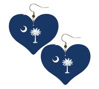 Boucles d'oreilles élégantes en forme de cœur avec motif drapeau de la Caroline du Sud, accessoires pour femmes, parfaits pour les fêtes et la Saint-Valentin.