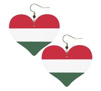 Boucles d'oreilles élégantes en forme de cœur avec motif drapeau de la Hongrie - Accessoire pour femme - Parfait pour les fêtes et la Saint-Valentin.