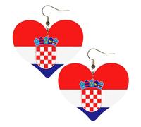 Boucles d'oreilles élégantes en forme de cœur avec motif drapeau de la République de Croatie, accessoires légers pour femmes, parfaits pour les fêtes et la Saint-Valentin.