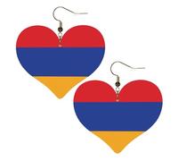 Boucles d'oreilles élégantes en forme de cœur avec motif drapeau de l'Arménie - Accessoire pour femme - Parfait pour les fêtes et la Saint-Valentin.