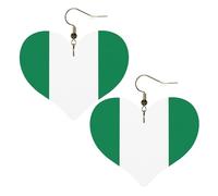 Boucles d'oreilles élégantes en forme de cœur avec motif drapeau du Nigeria - Accessoire pour femme - Parfait pour les fêtes et la Saint-Valentin.