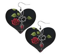 Boucles d'oreilles élégantes en forme de cœur avec roses noires gothiques - Accessoires tendance et uniques pour un usage quotidien, taille unique