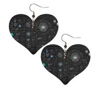 Boucles d'oreilles élégantes en forme de cœur en cuir abstrait, illustration, chimie, illustration, 3D, accessoires tendance et uniques pour un usage quotidien, taille unique