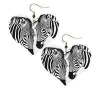 Boucles d'oreilles élégantes en forme de cœur en cuir abstrait, motif zèbre, accessoires tendance et uniques pour un usage quotidien, taille unique
