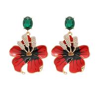 Boucles d'oreilles élégantes en forme de fleur en cuivre avec strass, taille unique, Comme décrit, Voir les images ou les descriptions du produit