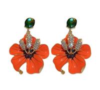Boucles d'oreilles élégantes en forme de fleur moderne - Texture cuivre - Convient pour des tenues élégantes - Motif floral vintage pour femme, taille unique, Comme décrit, Voir les images ou les