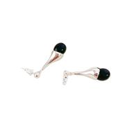 Boucles d'oreilles élégantes en forme de goutte incrustées d'agate et de cristal, style luxueux, aiguilles en argent sterling 925, boucles d'oreilles polyvalentes pour femmes, Moyen, Métal, Pas de