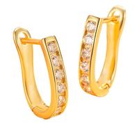 Boucles d'oreilles élégantes en forme de U avec zircons incrustés de pierres étincelantes. Design élégant pour un usage quotidien et comme cadeau (couleur au choix : or). Boucles d'oreilles chimie