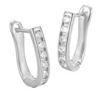 Boucles d'oreilles élégantes en forme de U avec zircons incrustés de pierres étincelantes. Design élégant pour un usage quotidien et comme cadeau (couleur au choix : or). Boucles d'oreilles chimie