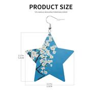 Boucles d'oreilles élégantes en forme d'étoile en cuir avec fleurs de cerisier japonaises - Accessoires tendance et uniques pour un usage quotidien, taille unique