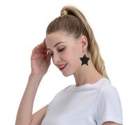 Boucles d'oreilles élégantes en forme d'étoile en cuir avec notes de musique - Accessoires tendance et uniques pour un usage quotidien, taille unique