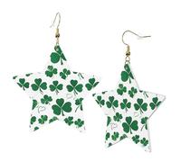Boucles d'oreilles élégantes en forme d'étoile en cuir pour la Saint-Patrick - Accessoires tendance et uniques pour un usage quotidien, taille unique