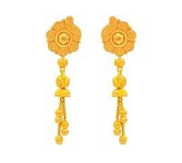 Boucles d'oreilles élégantes en or jaune 22 carats véritable certifié