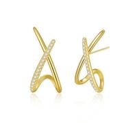 Boucles d'Oreilles Élégantes et Minimalistes en Or, Plaqué Or 14K Boucles d'Oreilles pour Femmes, Hypoallergénique, Bijoux Cadeaux pour Femmes