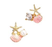 Boucles d'oreilles élégantes Étoile de mer Boulons avec zircon et perles d'imitation en alliage léger Design solide Bijoux Cadeau bol de poisson d'étoile pour femme, taille unique, Comme décrit