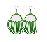Boucles d'oreilles élégantes pour femme avec barbes vertes, chapeau vert orgie pour filles, taille unique, Cuir synthétique, Pas de gemme