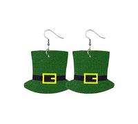 Boucles d'oreilles élégantes pour femme avec barbes vertes, chapeau vert orgie pour filles, taille unique, Cuir synthétique, Pas de gemme