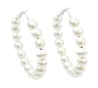 Boucles d'oreilles élégantes pour femme avec perle artificielle - Grandes boucles d'oreilles créoles élégantes pour nourrisson, taille unique, Alliage de zinc, Pas de gemme