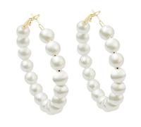 Boucles d'oreilles élégantes pour femme avec perle artificielle - Grandes boucles d'oreilles créoles élégantes - Boucles d'oreilles pendantes faites à la main, taille unique, Alliage de zinc, Pas de