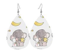 Boucles d'oreilles éléphant et lapin blanc en cuir pour femme avec impression goutte d'eau tendance légères à porter au quotidien pour une fête ou un rendez-vous, taille unique, Cuir