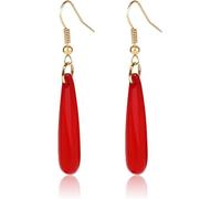 Boucles d'oreilles elfa magicien pour cosplay de 3,5 x 0,7 cm - Forme de goutte rouge, Unica, Zinc, Pas de gemme
