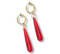 Boucles d'oreilles elfa magicien pour cosplay de 3,5 x 0,7 cm - Forme de goutte rouge, Unica, Zinc, Pas de gemme
