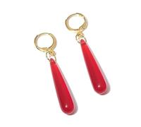 Boucles d'oreilles elfa magicien pour cosplay de 3,5 x 0,7 cm - Forme de goutte rouge, Unica, Zinc, Pas de gemme
