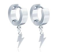 Boucles d'oreilles en acier inoxydable argenté avec éclair pour homme