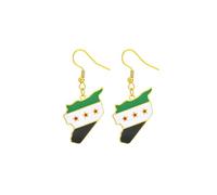 Boucles d'oreilles en acier inoxydable avec motif carte et drapeau de la Syrie pour homme et femme