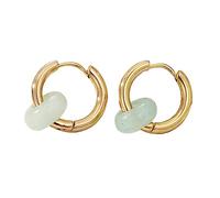 Boucles d'oreilles en acier inoxydable avec perles en pierre naturelle - Boucles d'oreilles tendance pour femmes et filles - Texture rétro, taille unique, Comme décrit, Comme décrit.