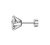 Boucles d'oreilles en acier inoxydable - Boucles d'oreilles carrées - Boule à visser - Gâteau rond - Zircon cubique - Argent 925, taille unique, Acier inoxydable, Pas de gemme