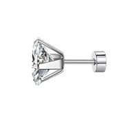 Boucles d'oreilles en acier inoxydable - Boucles d'oreilles carrées - Boule à visser - Gâteau rond - Zircon cubique - Argent 925, taille unique, Acier inoxydable, Pas de gemme