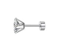 Boucles d'oreilles en acier inoxydable - Boucles d'oreilles carrées - Boule à visser - Gâteau rond - Zircon cubique - Argent 925, taille unique, Acier inoxydable, Pas de gemme